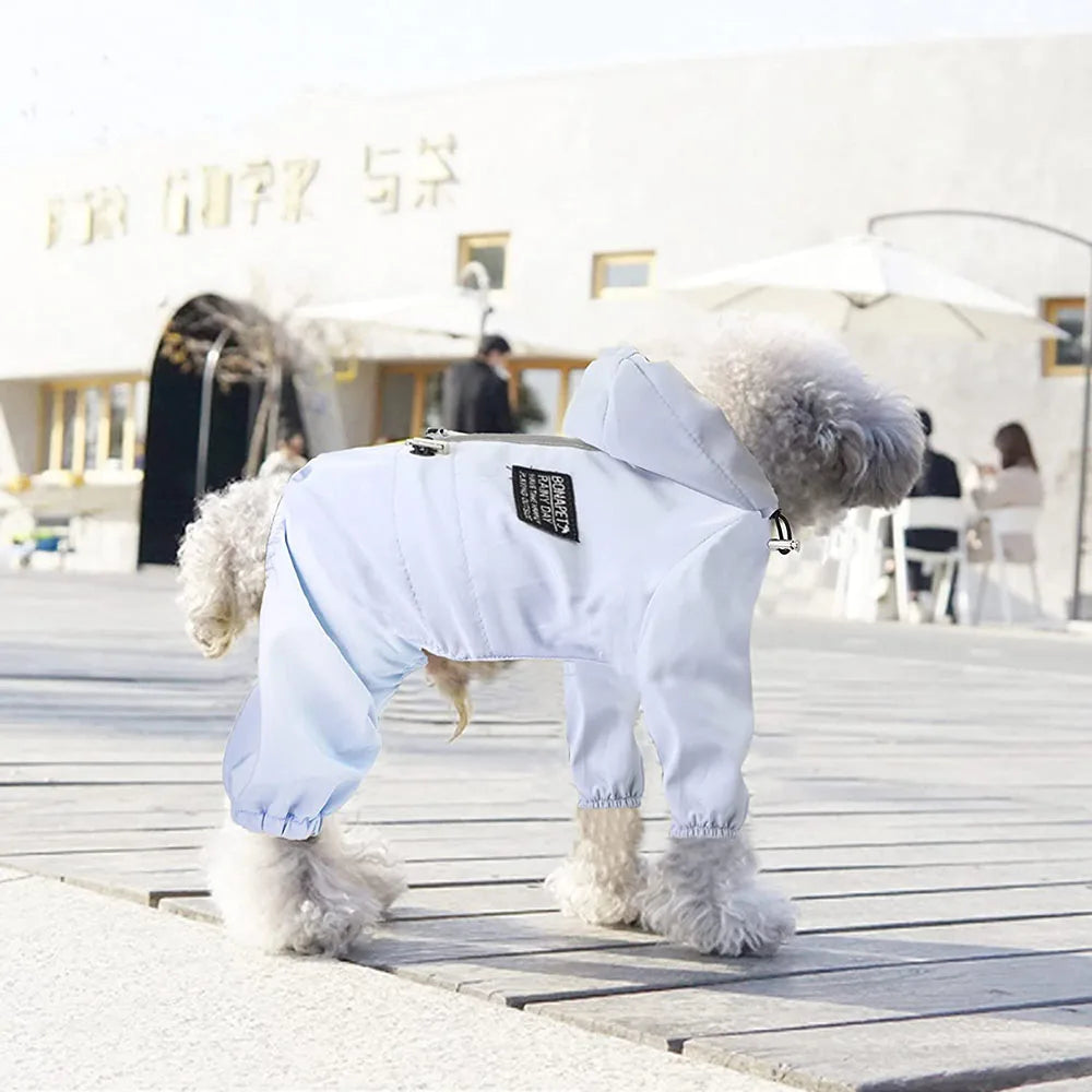Dog Raincoat Quick Dry Pet Reflective & Adjustable Rain Poncho Jacket Waterproof & Windproof Puppy Hooded Cloak 4 Legs Raincoat