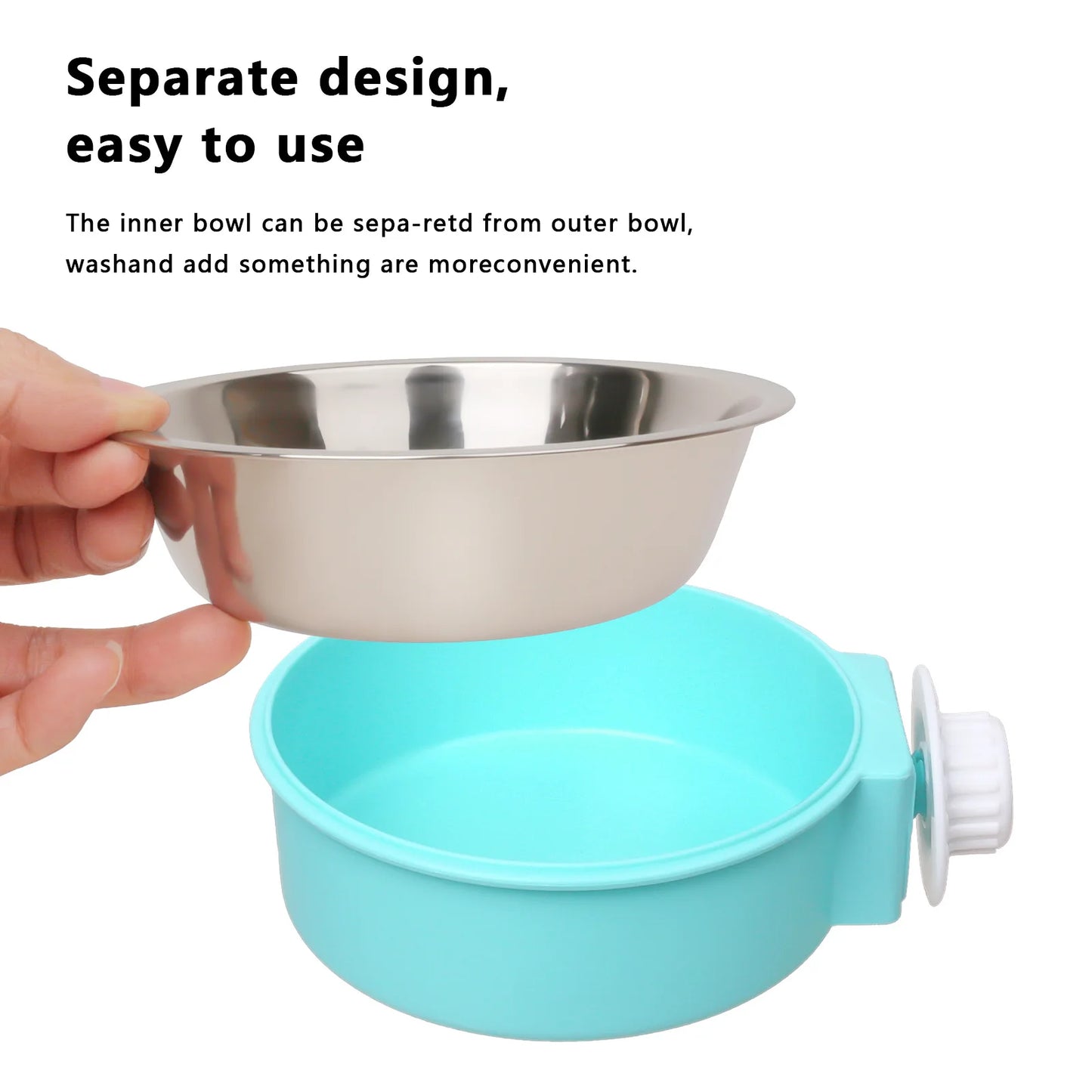 Pet Food Bowl Hanging Stainless Steel Pet Bowl Dogs Supplies Fixed Cat Bowl Cats Dog Crate Drinking Bowl Little Pet Feeding