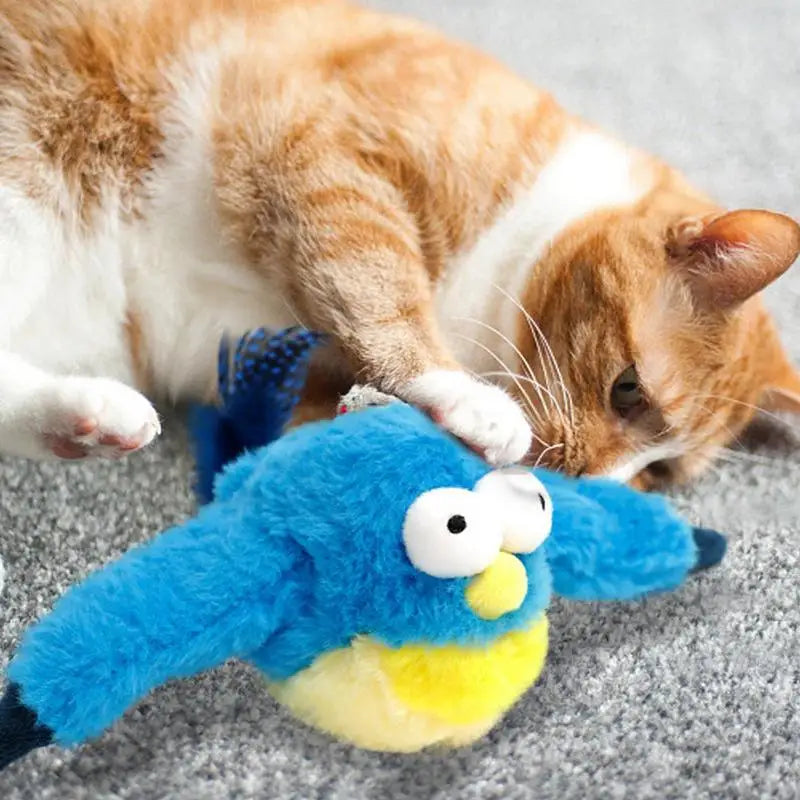 Flying Bird Cat Toy Catnip Toys For Cats Flapping Wings Sparrow Catnip Toys Vivid Chirping Simulation Bird Interactive Cat Toy